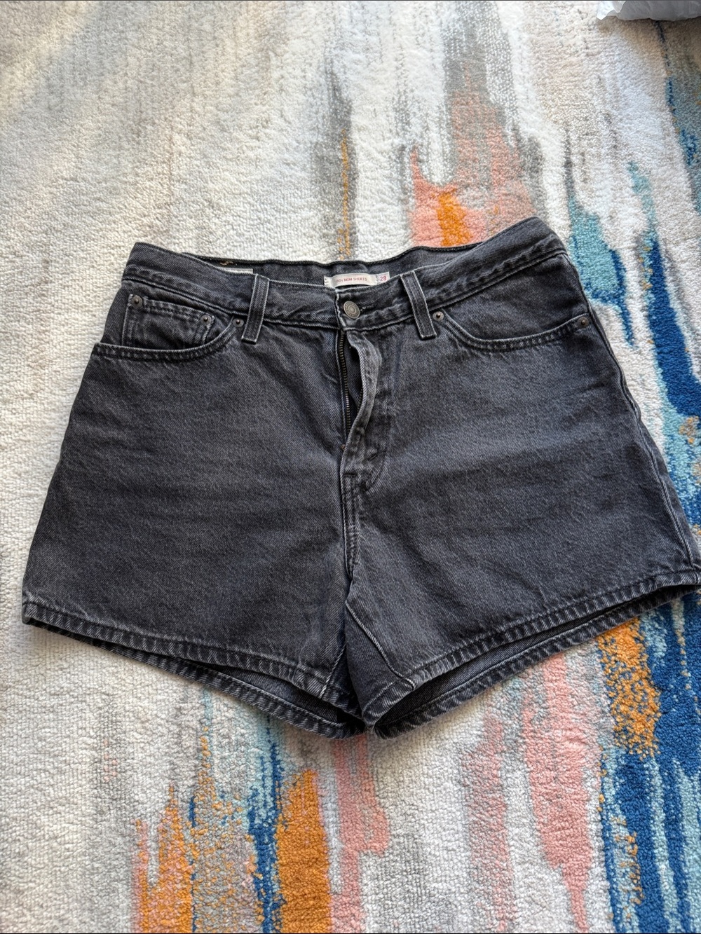 Classic High-Rise Black Denim Shorts